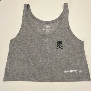 Boxy *SoulCycle Hamptons* gray crop top - size small